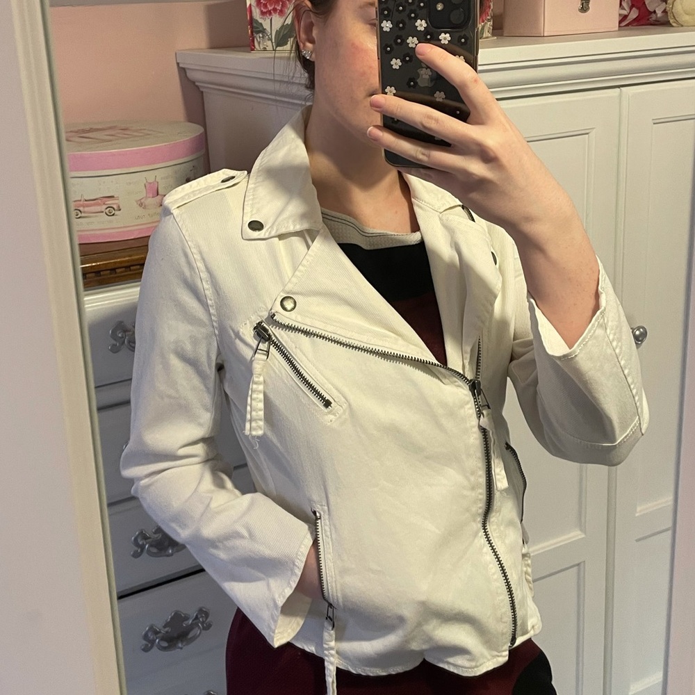 White denim “moto” jacket